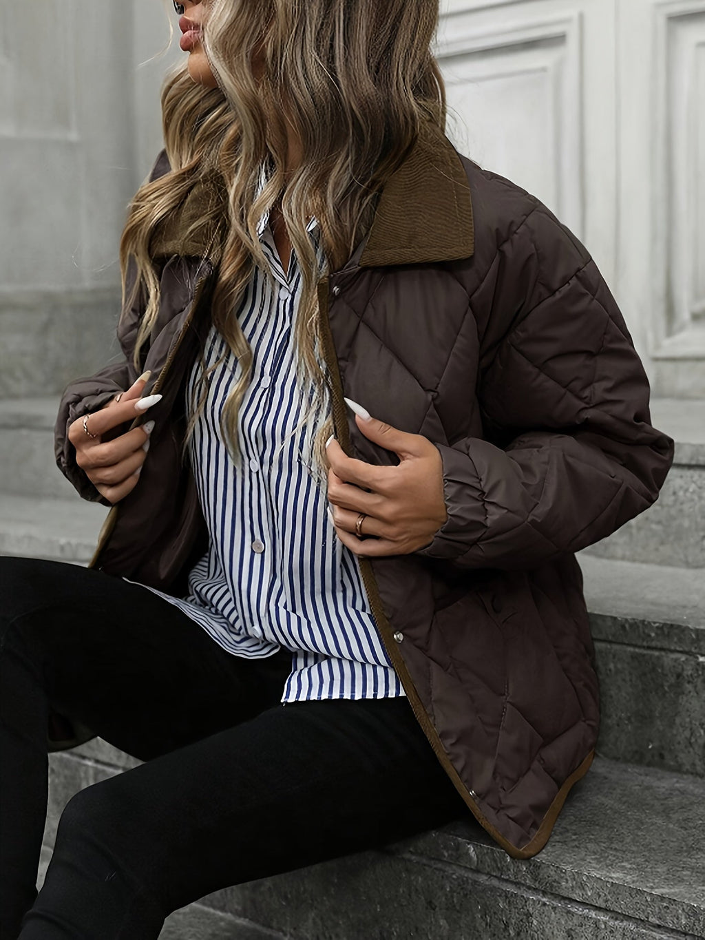 Damenjacke mit gestepptem Design und praktischen Taschen | A&B - 3 - Annoboutique