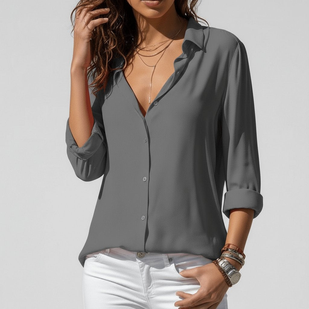 Bluse Damen mit lässigem Schnitt und klassischem Kragen | A&B - 1 - Annoboutique