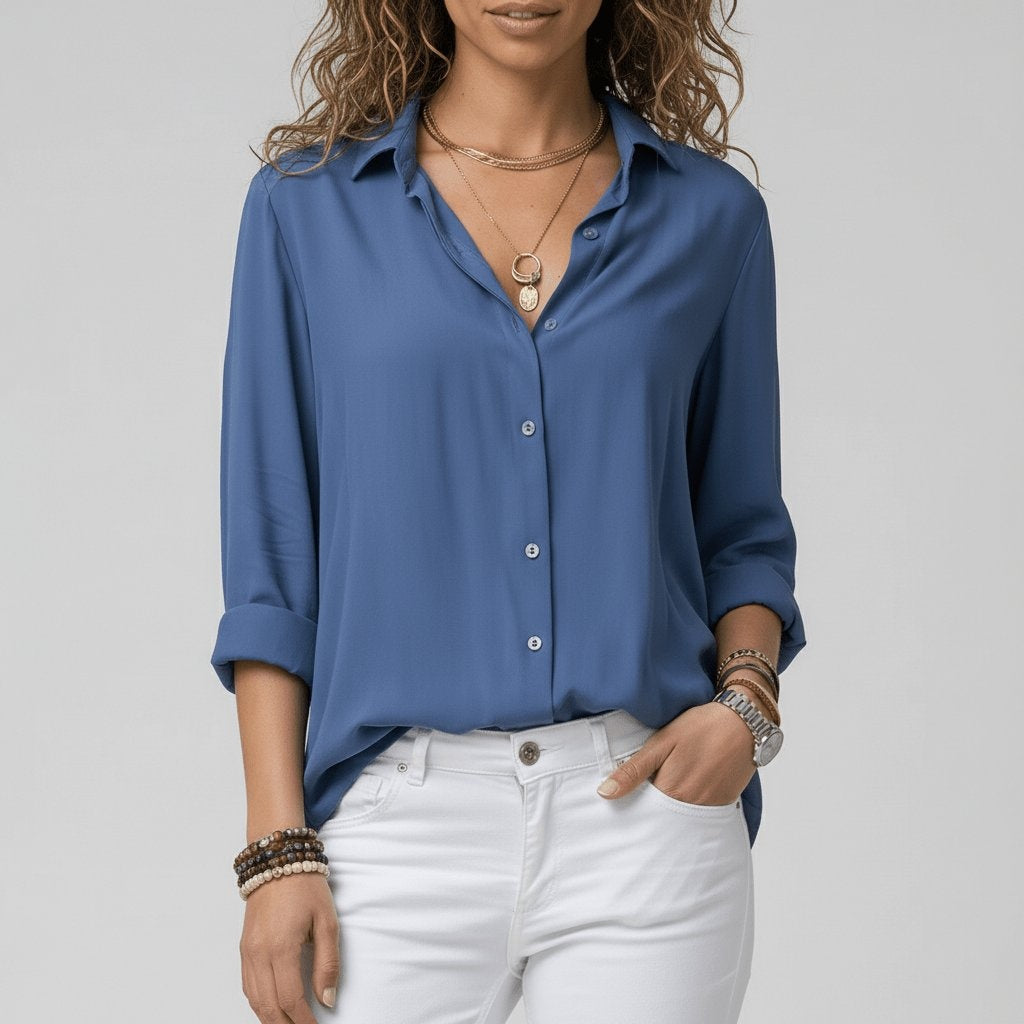 Bluse Damen mit lässigem Schnitt und klassischem Kragen | A&B - 10 - Annoboutique