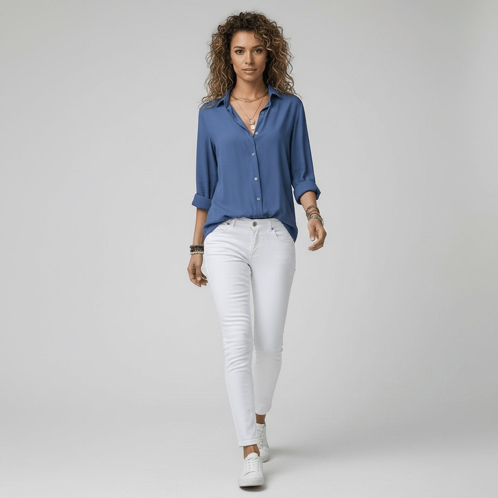 Bluse Damen mit lässigem Schnitt und klassischem Kragen | A&B - 11 - Annoboutique