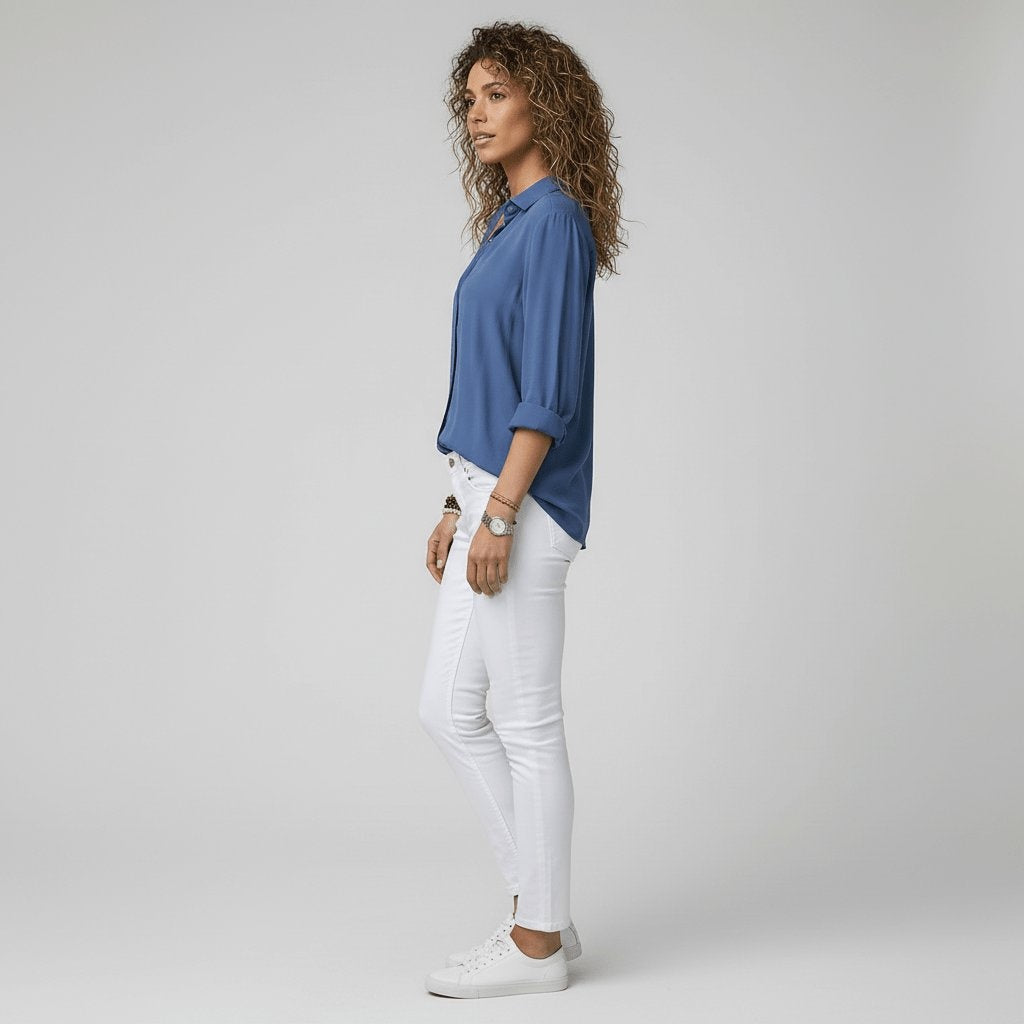 Bluse Damen mit lässigem Schnitt und klassischem Kragen | A&B - 12 - Annoboutique