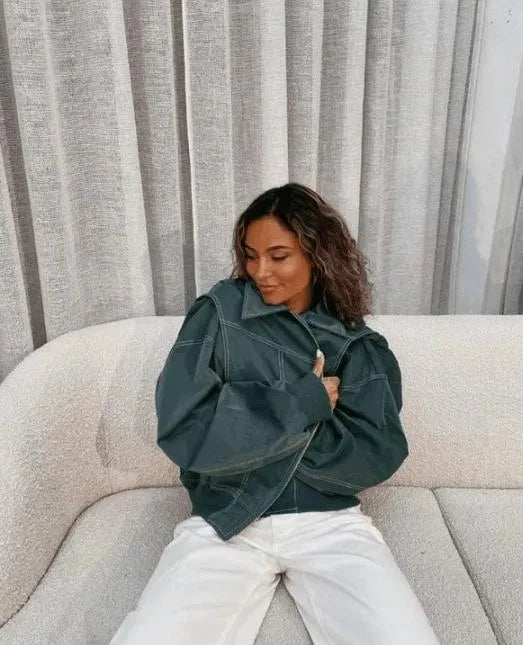 Oversize-Jacke Damen im lässigen Schnitt mit sportlichem Kragen | A&B - 1 - Annoboutique