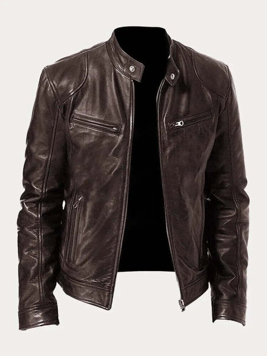 Herren Lederjacke im klassischen Schnitt mit Reißverschluss | A&B - 2 - Annoboutique