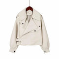 Damen Jacke im lässigen Stil mit Gürtel und Taschen | A&B - 1 - Annoboutique