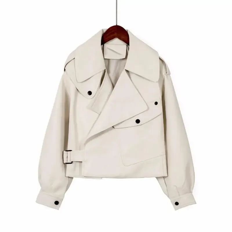 Damen Jacke im lässigen Stil mit Gürtel und Taschen | A&B - 1 - Annoboutique