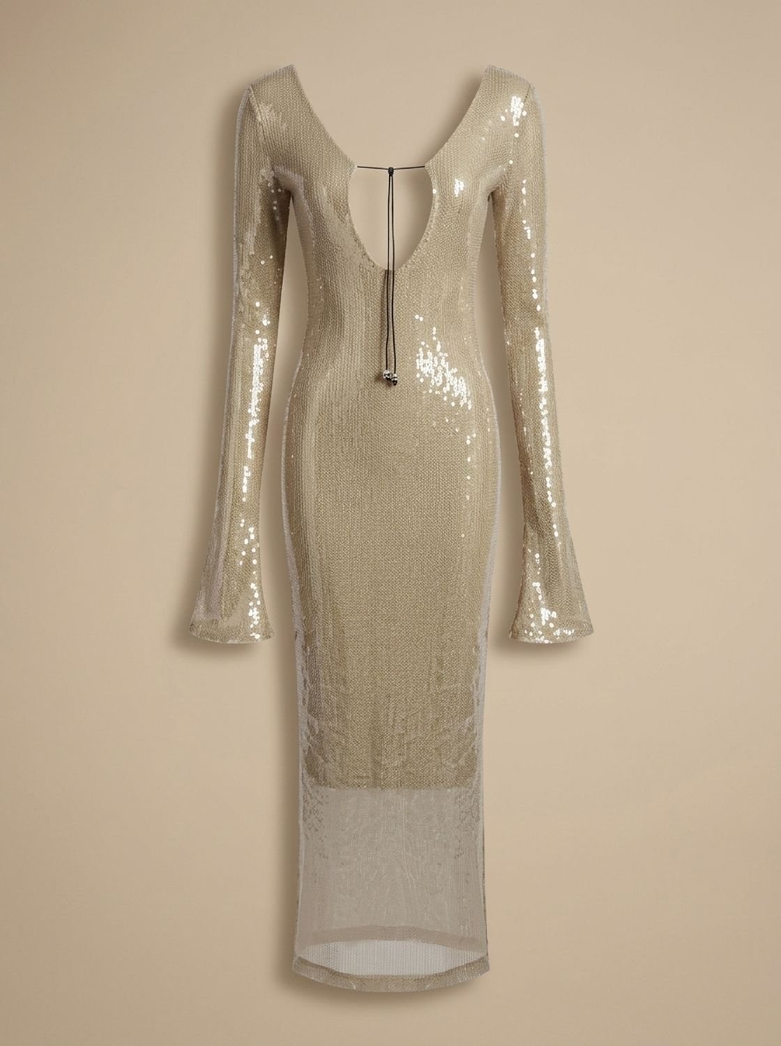 Maxikleid Damen mit V-Ausschnitt und Kordelzug | A&B - 12 - Annoboutique