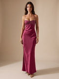 Maxikleid Damen mit Halterneck und figurbetonter Silhouette | A&B - 1 - Annoboutique