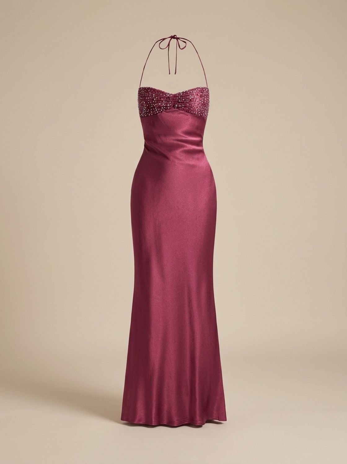 Maxikleid Damen mit Halterneck und figurbetonter Silhouette | A&B - 5 - Annoboutique