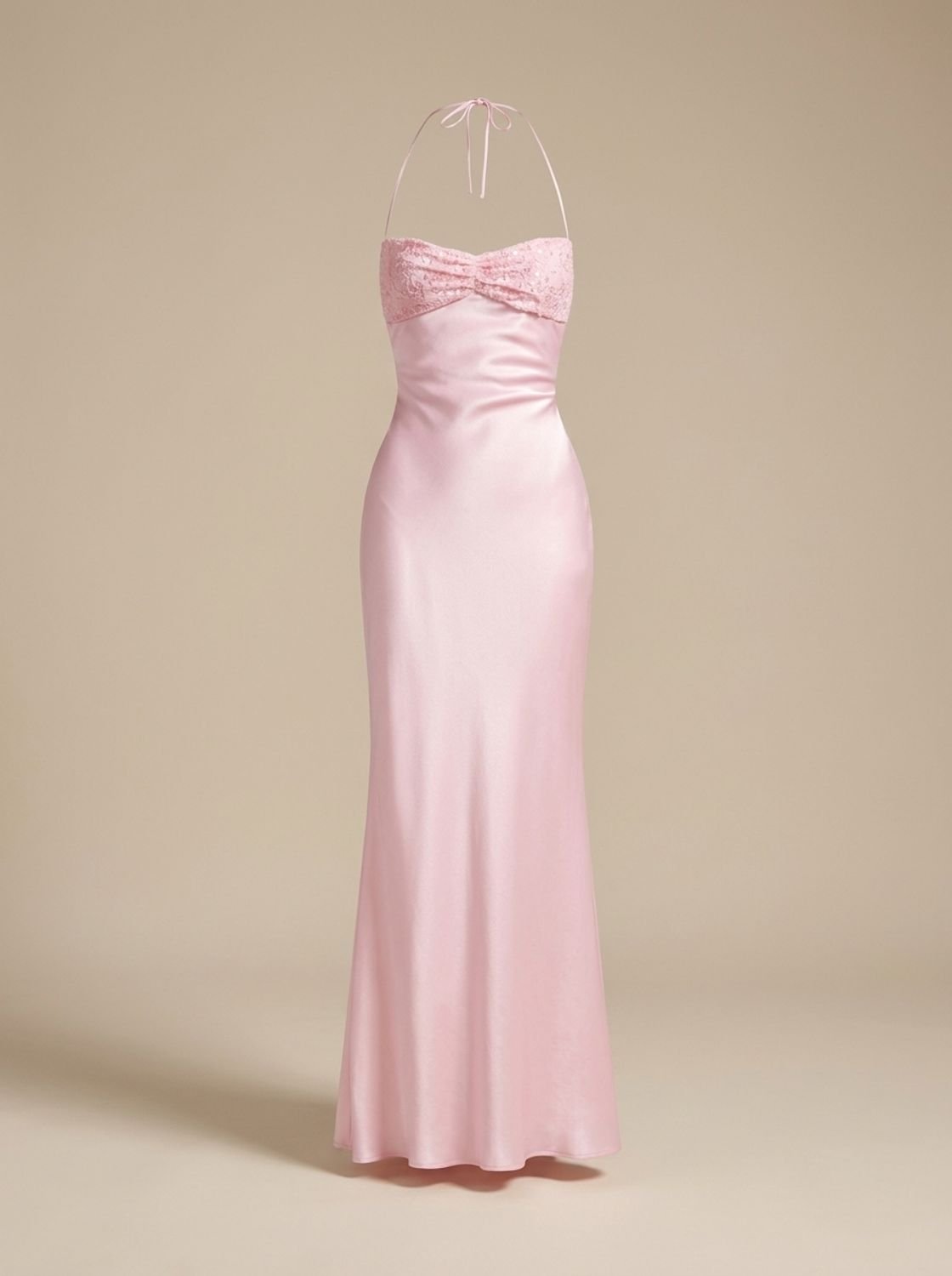 Maxikleid Damen mit Halterneck und figurbetonter Silhouette | A&B - 9 - Annoboutique