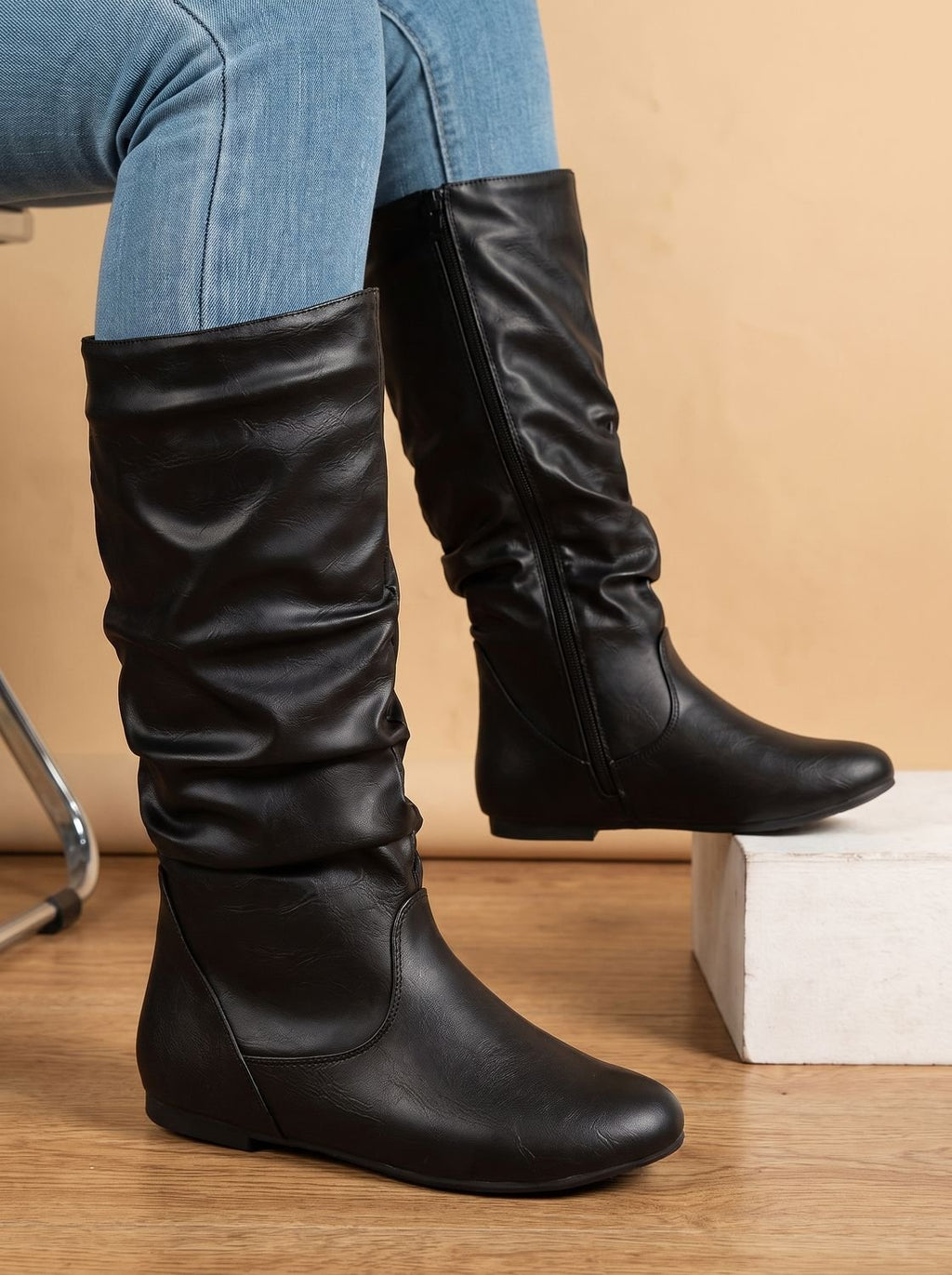 Damenstiefel mit lässigem Schnitt und seitlichem Reißverschluss | A&B - 3 - Annoboutique