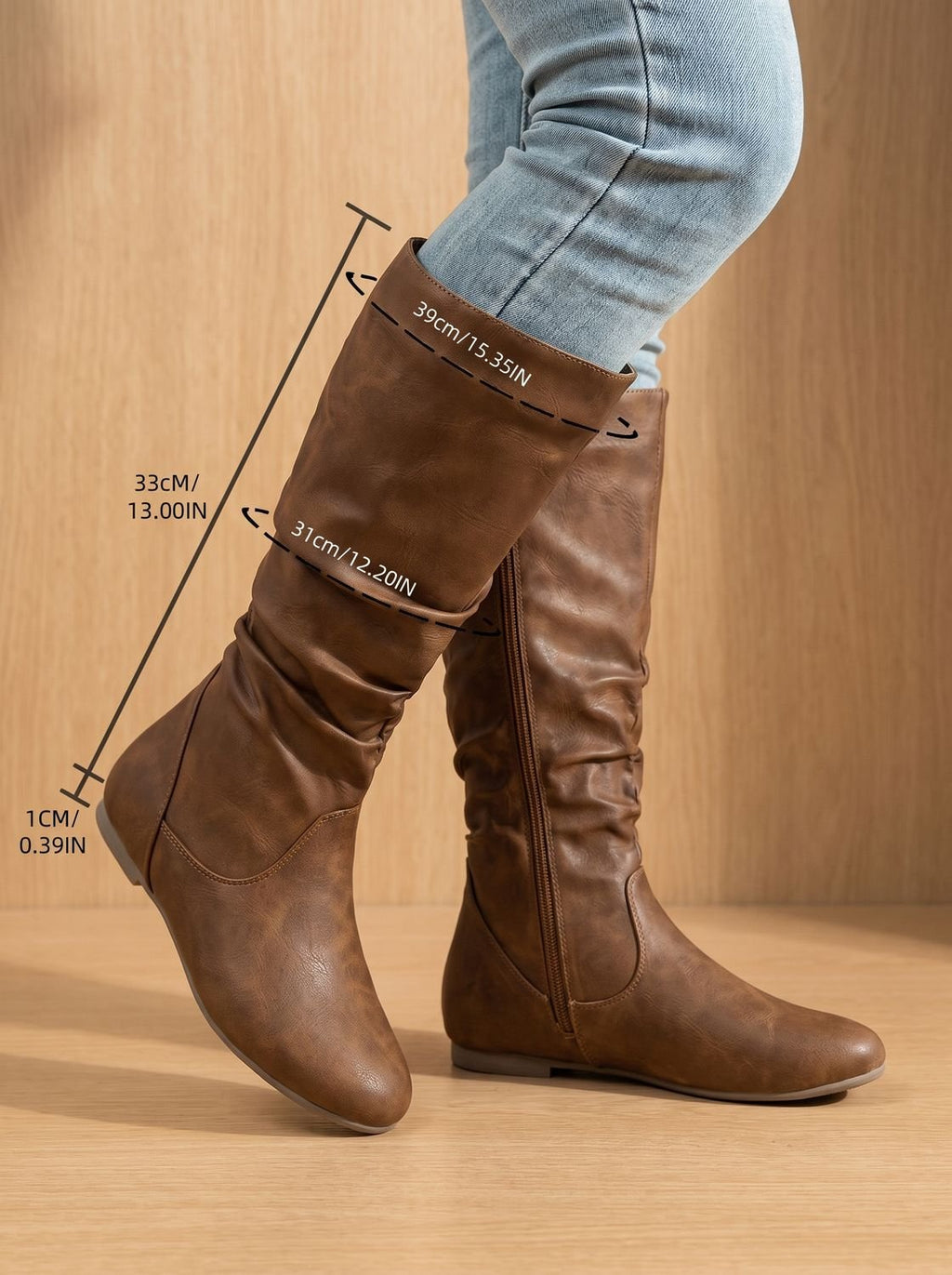 Damenstiefel mit lässigem Schnitt und seitlichem Reißverschluss | A&B - 4 - Annoboutique