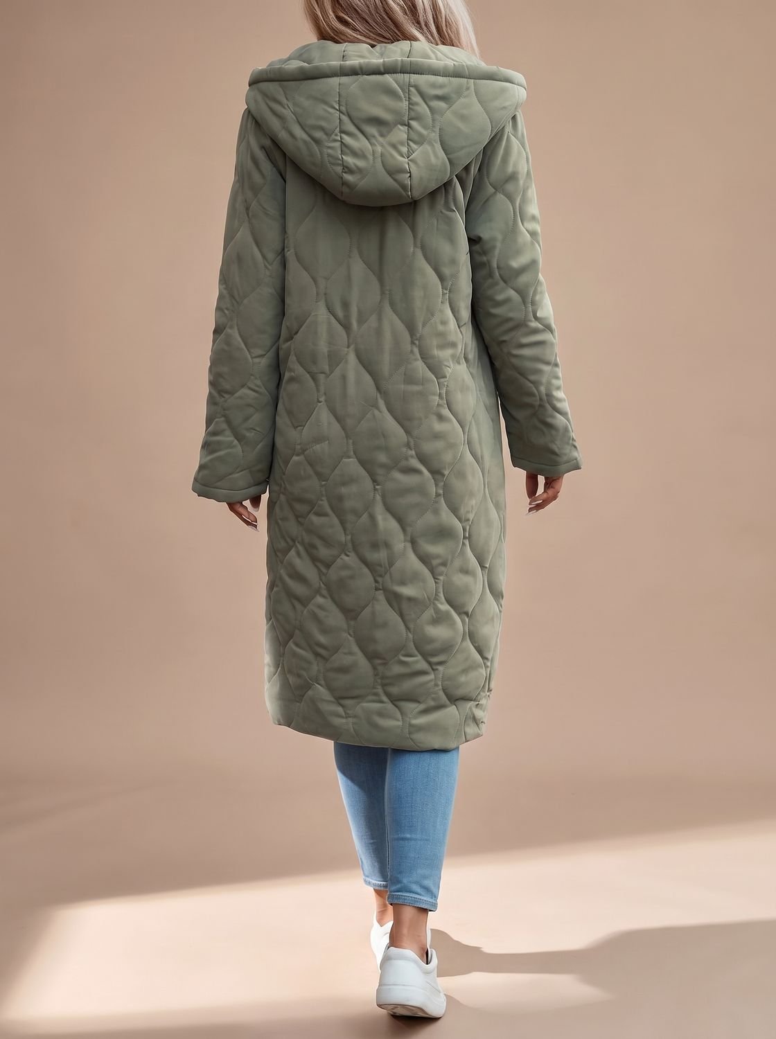 Damen Wintermantel mit Kapuze und Reißverschluss | A&B - 5 - Annoboutique
