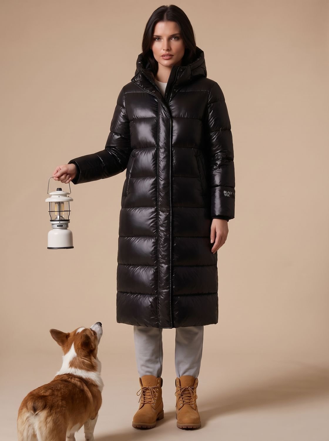 Damen Steppmantel mit Kapuze und langem Schnitt | A&B - 2 - Annoboutique