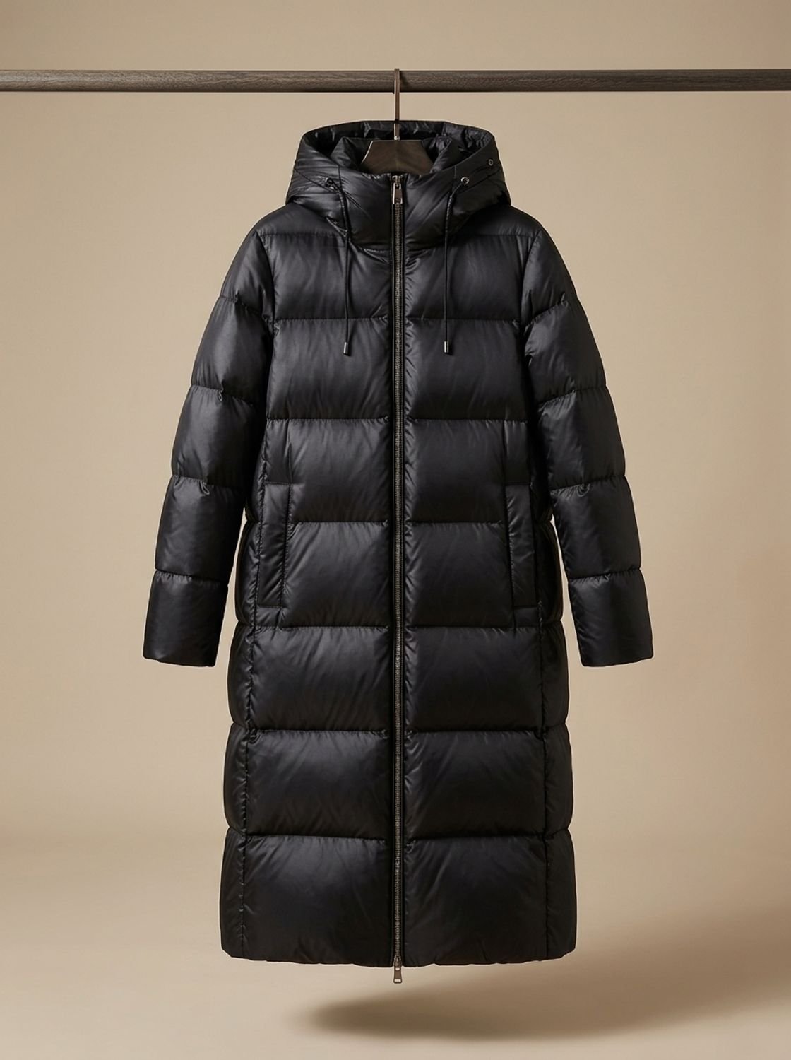 Damen Steppmantel mit Kapuze und langem Schnitt | A&B - 3 - Annoboutique