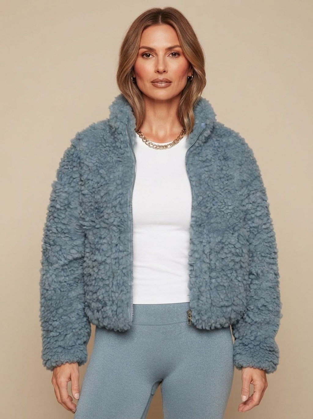 Damen Stehkragenjacke mit Reißverschluss - Lässiger Schnitt - 1 - Annoboutique