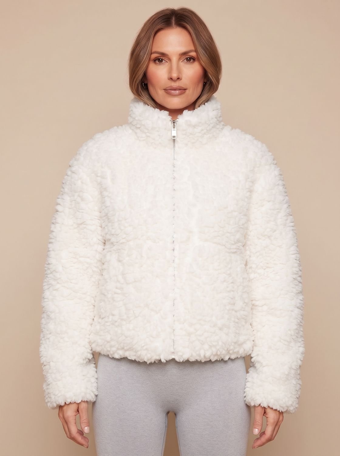 Damen Stehkragenjacke mit Reißverschluss - Lässiger Schnitt - 2 - Annoboutique