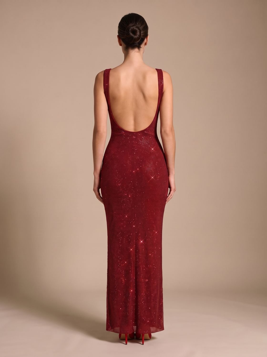 Maxikleid Damen mit taillierter Passform und quadratischem Ausschnitt - 3 - Annoboutique