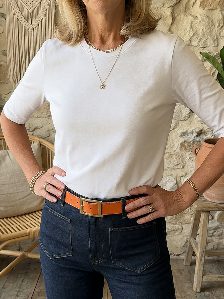 Damen T-Shirt mit halben Ärmeln und lockerer Passform - 4 - Annoboutique