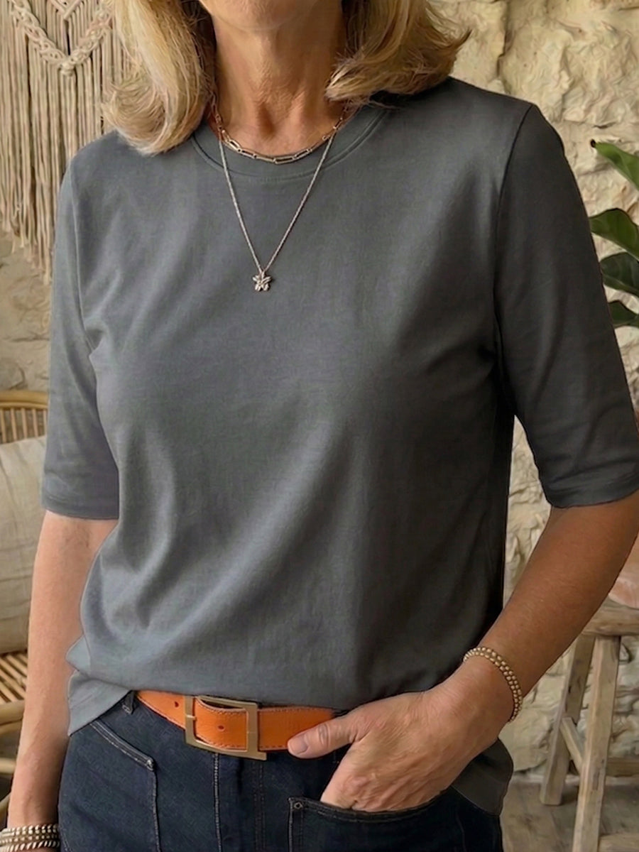 Damen T-Shirt mit halben Ärmeln und lockerer Passform - 7 - Annoboutique