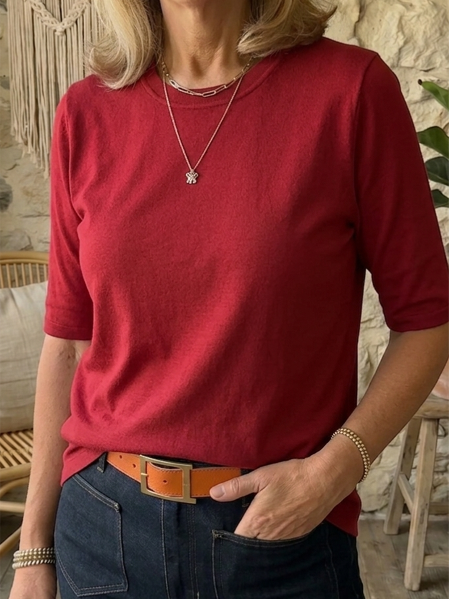 Damen T-Shirt mit halben Ärmeln und lockerer Passform - 9 - Annoboutique