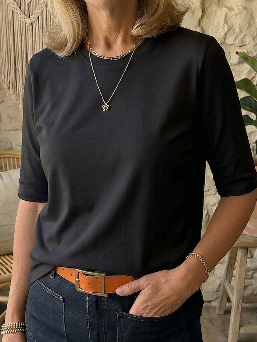Damen T-Shirt mit halben Ärmeln und lockerer Passform - 10 - Annoboutique