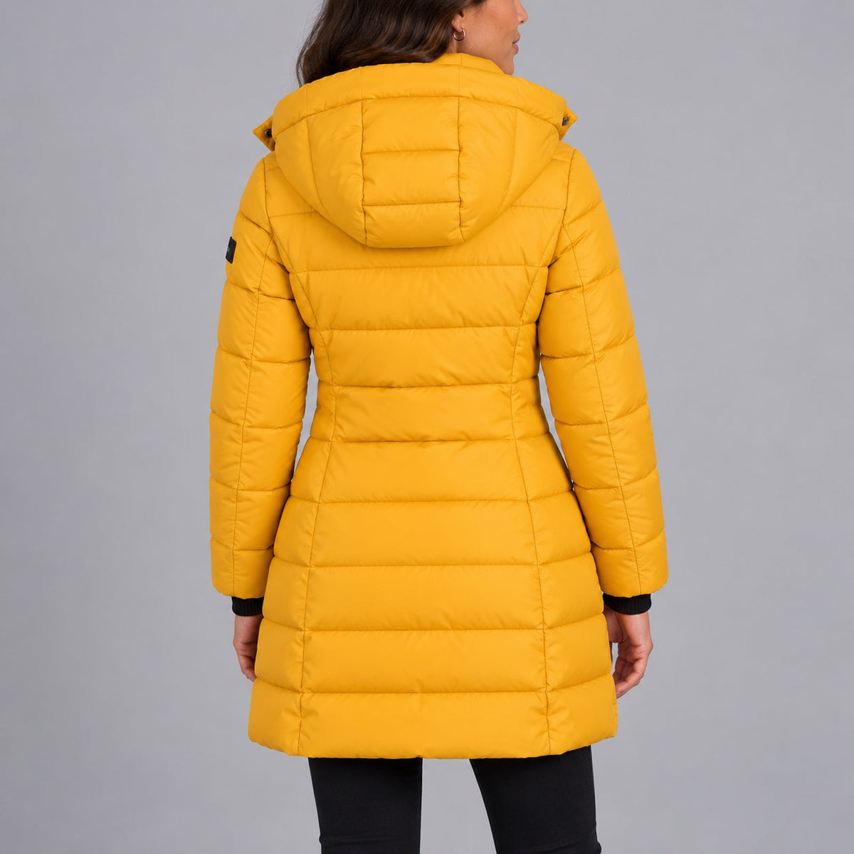 Damen Steppmantel mit Kapuze und durchgehendem Reißverschluss - figurbetont - 6 - Annoboutique
