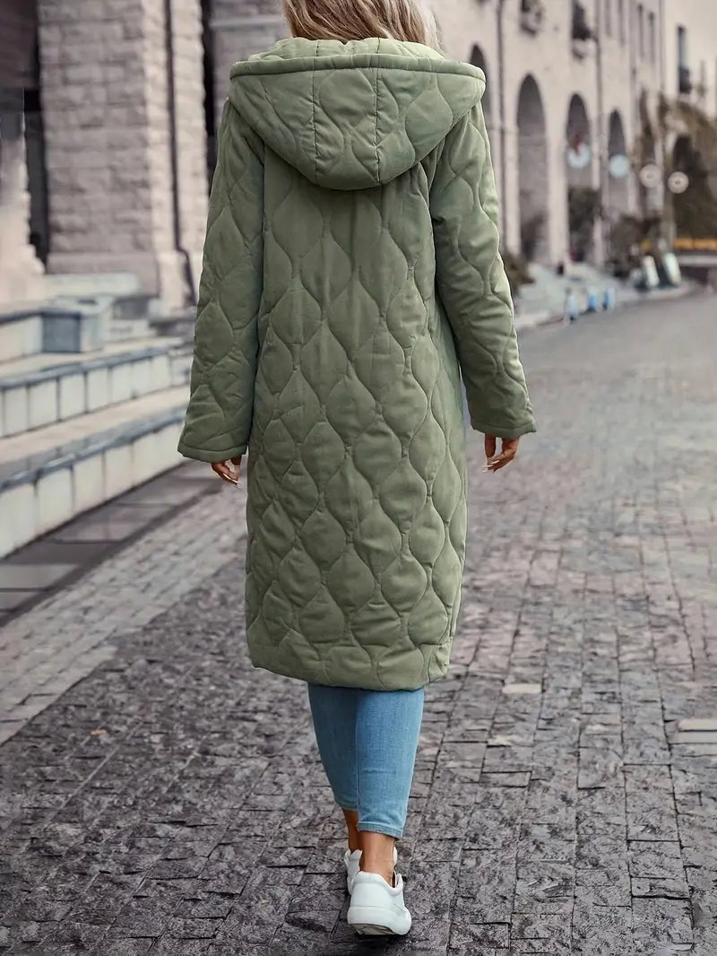 Damen Steppmantel mit Kapuze und langem Schnitt - warmer Begleiter - 5 - Annoboutique