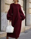 Maxikleid Damen mit weitem Schnitt und trendigen Puffärmeln - 1 - Annoboutique
