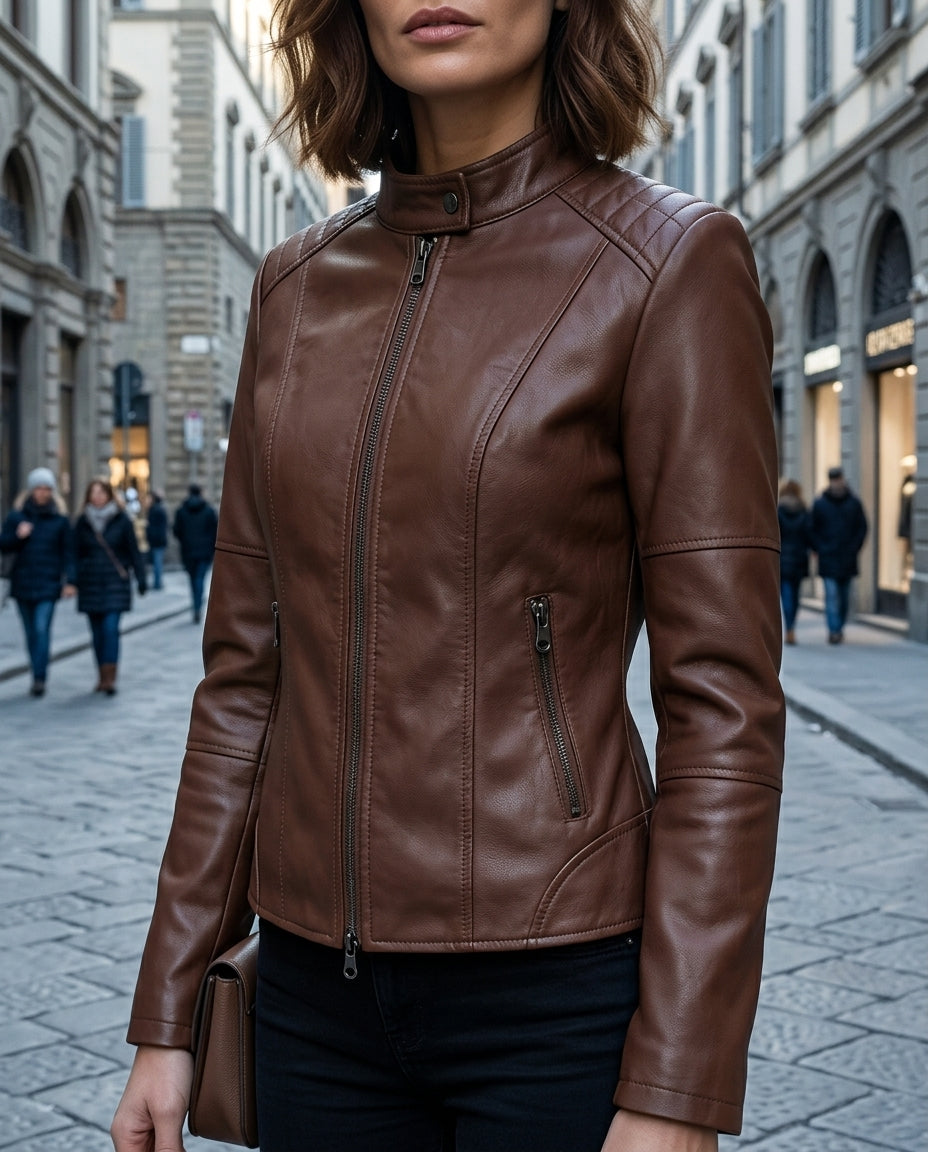 Damen Jacke mit tailliertem Schnitt und modernem Stehkragen - 2 - Annoboutique