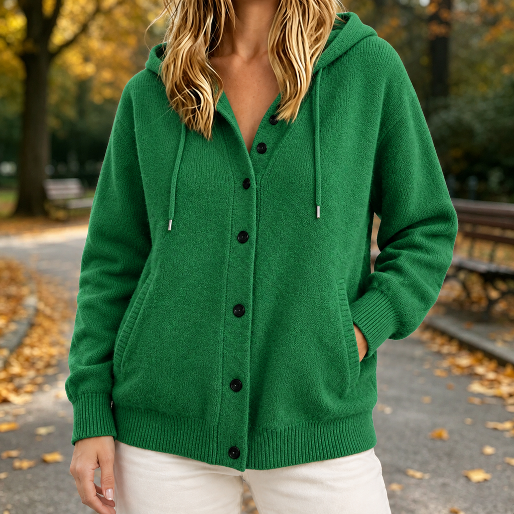 Damen Cardigan mit Kapuze und Knopfverschluss - lässiger Schnitt - 5 - Annoboutique