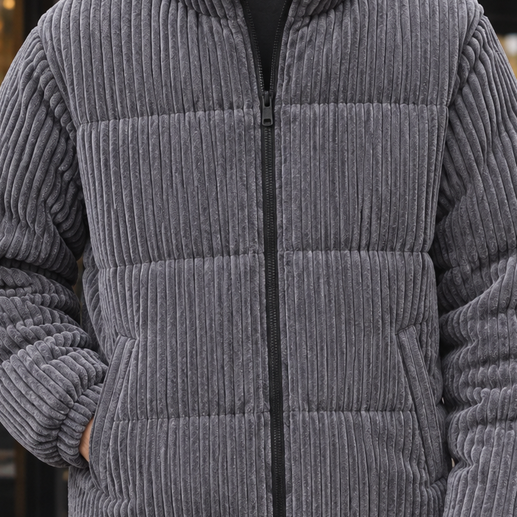 Herrenjacke mit Stehkragen und durchgehendem Reißverschluss – gepolsterte Passform - 2 - Annoboutique