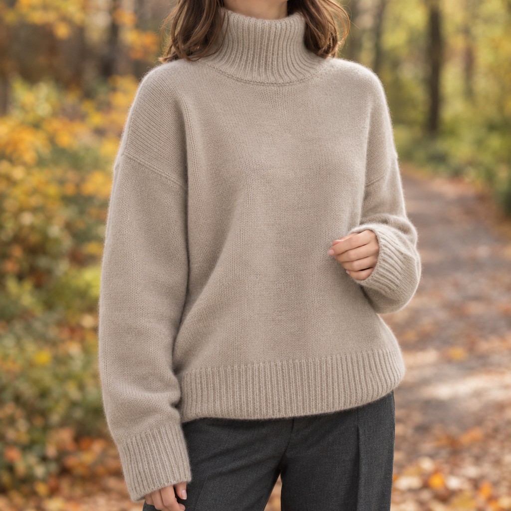 Damen Pullover mit hohem Kragen und lässiger Passform - ideal für entspannte Tage - 4 - Annoboutique