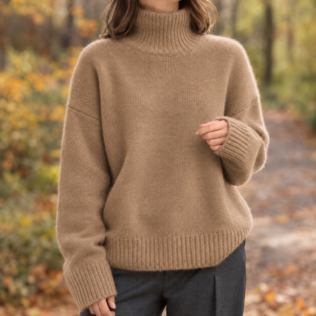 Damen Pullover mit hohem Kragen und lässiger Passform - ideal für entspannte Tage - 6 - Annoboutique