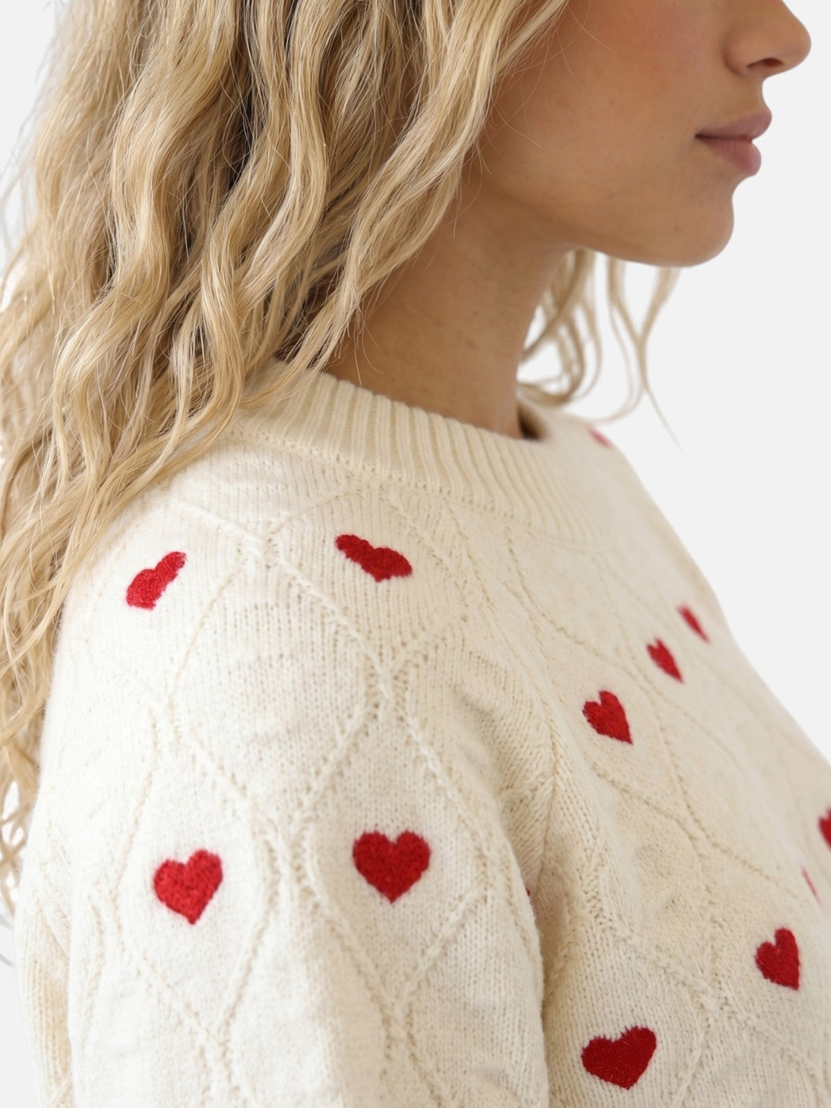 Pullover Damen mit Herz-Muster und klassischem Schnitt | A&B - 3 - Annoboutique