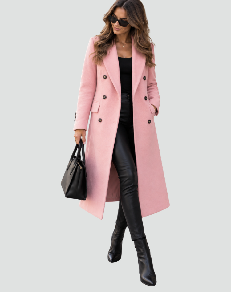 Damen Mantel mit doppeltem Knopfverschluss und taillierter Silhouette - 2 - Annoboutique