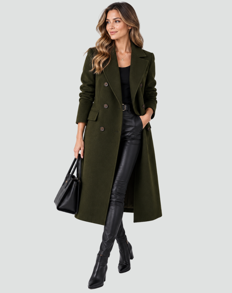 Damen Mantel mit doppeltem Knopfverschluss und taillierter Silhouette - 4 - Annoboutique