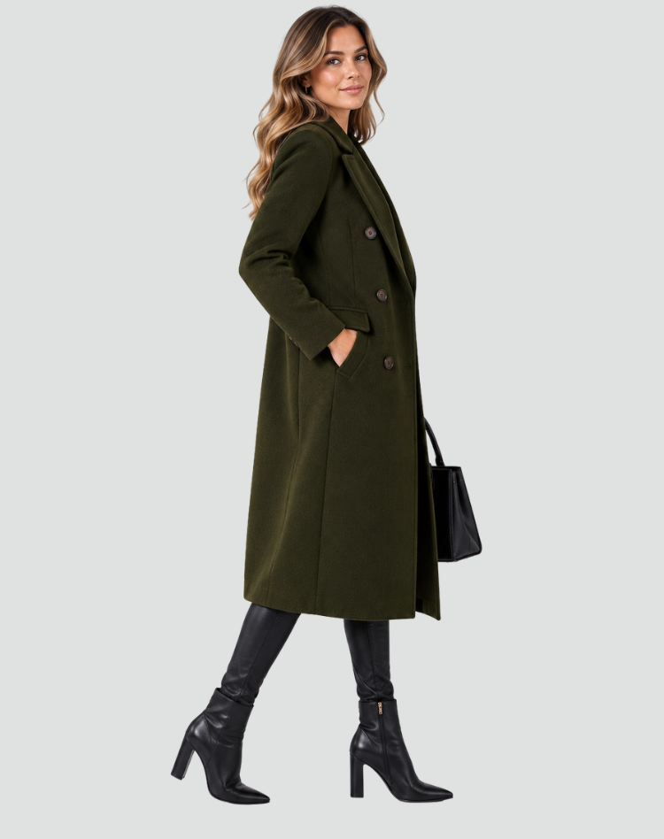 Damen Mantel mit doppeltem Knopfverschluss und taillierter Silhouette - 6 - Annoboutique
