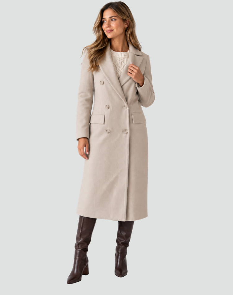 Damen Mantel mit doppeltem Knopfverschluss und taillierter Silhouette - 9 - Annoboutique
