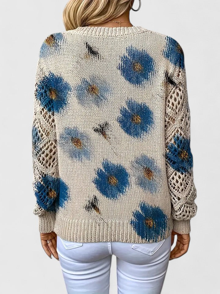 Pullover Damen mit V-Ausschnitt und strukturiertem Design | A&B - 8 - Annoboutique