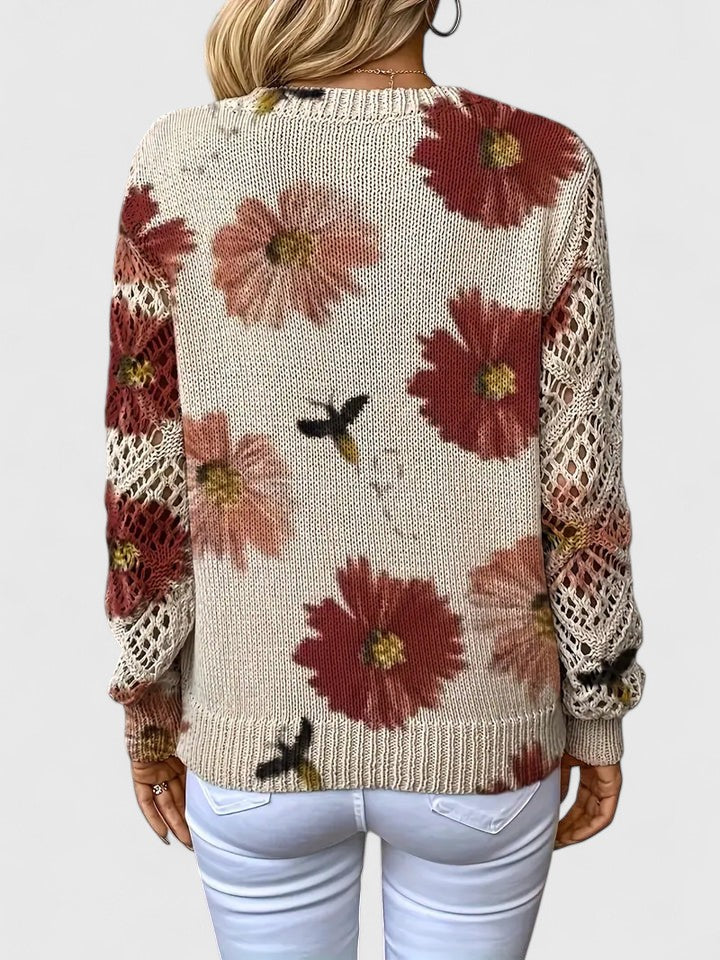 Pullover Damen mit V-Ausschnitt und strukturiertem Design | A&B - 15 - Annoboutique