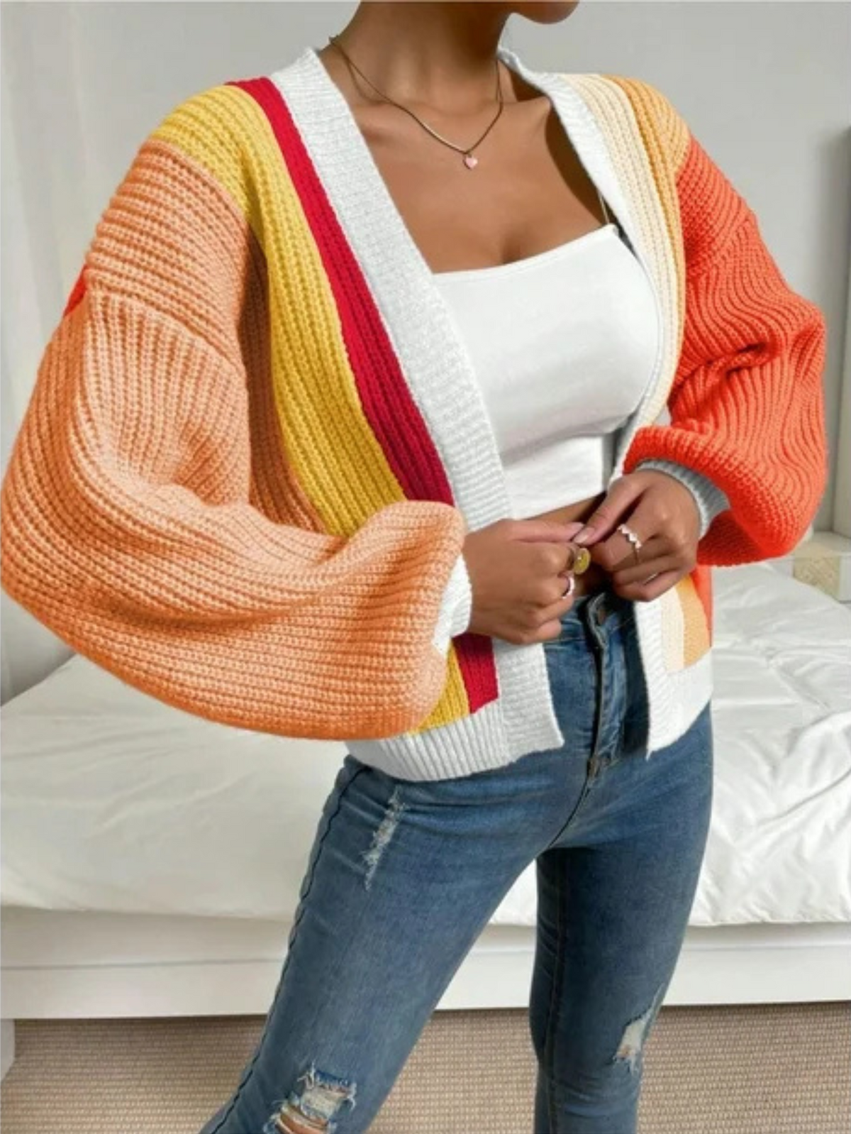 Cardigan Damen mit lässigem Schnitt und weitem Ärmel | A&B - 10 - Annoboutique