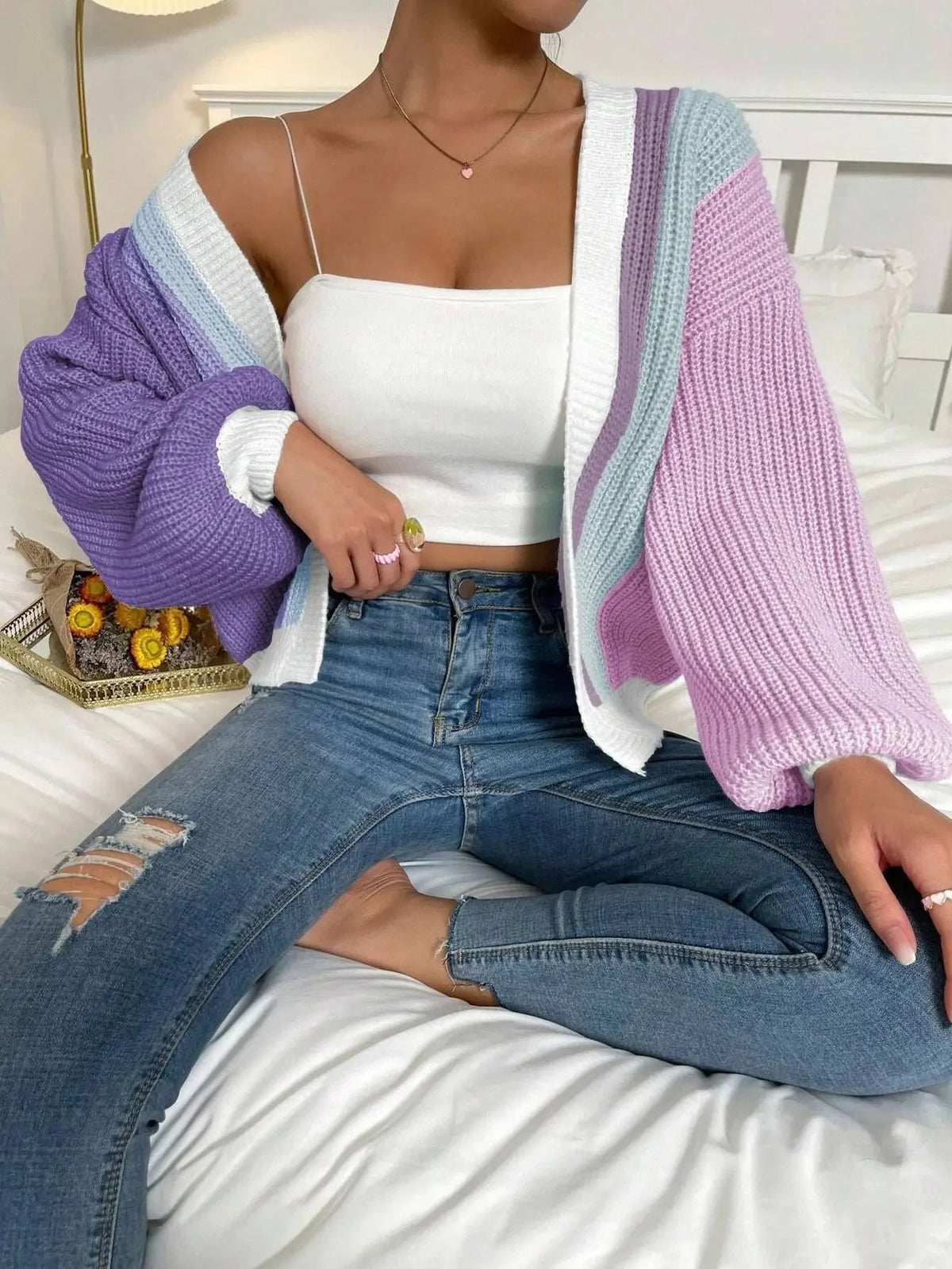 Cardigan Damen mit lässigem Schnitt und weitem Ärmel | A&B - 13 - Annoboutique
