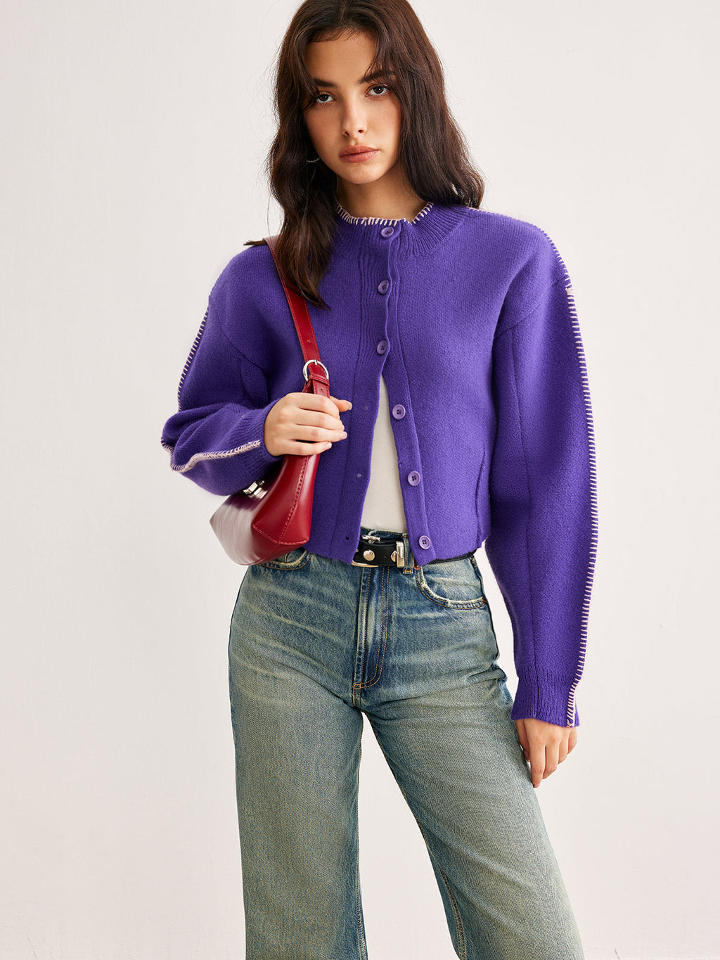 Damen Cardigan mit lockerer Passform und Knopfverschluss | A&B - 2 - Annoboutique