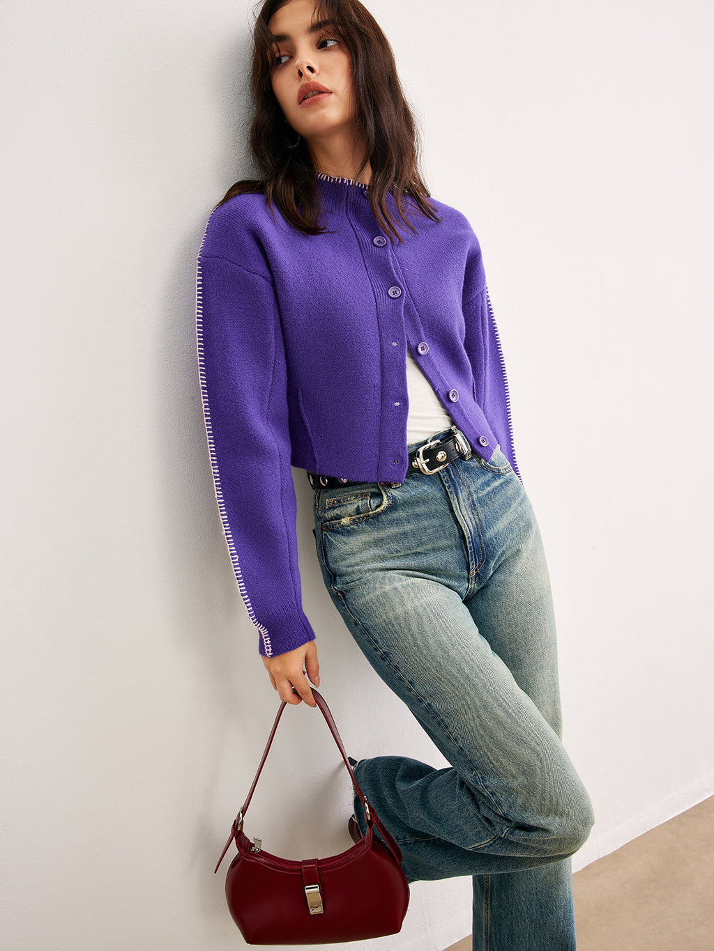 Damen Cardigan mit lockerer Passform und Knopfverschluss | A&B - 3 - Annoboutique