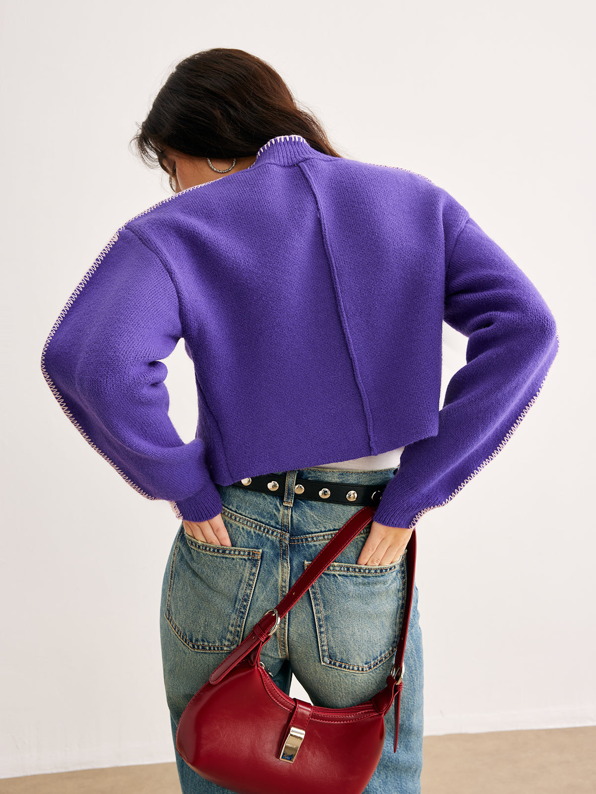Damen Cardigan mit lockerer Passform und Knopfverschluss | A&B - 5 - Annoboutique