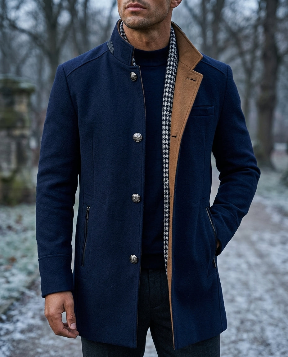 Eleganter Herren Mantel mit klassischem Schnitt und warmem Innenfutter | A&B - 3 - Annoboutique
