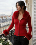 Damen Cardigan mit Reißverschluss und elegantem Kragen | A&B - 1 - Annoboutique