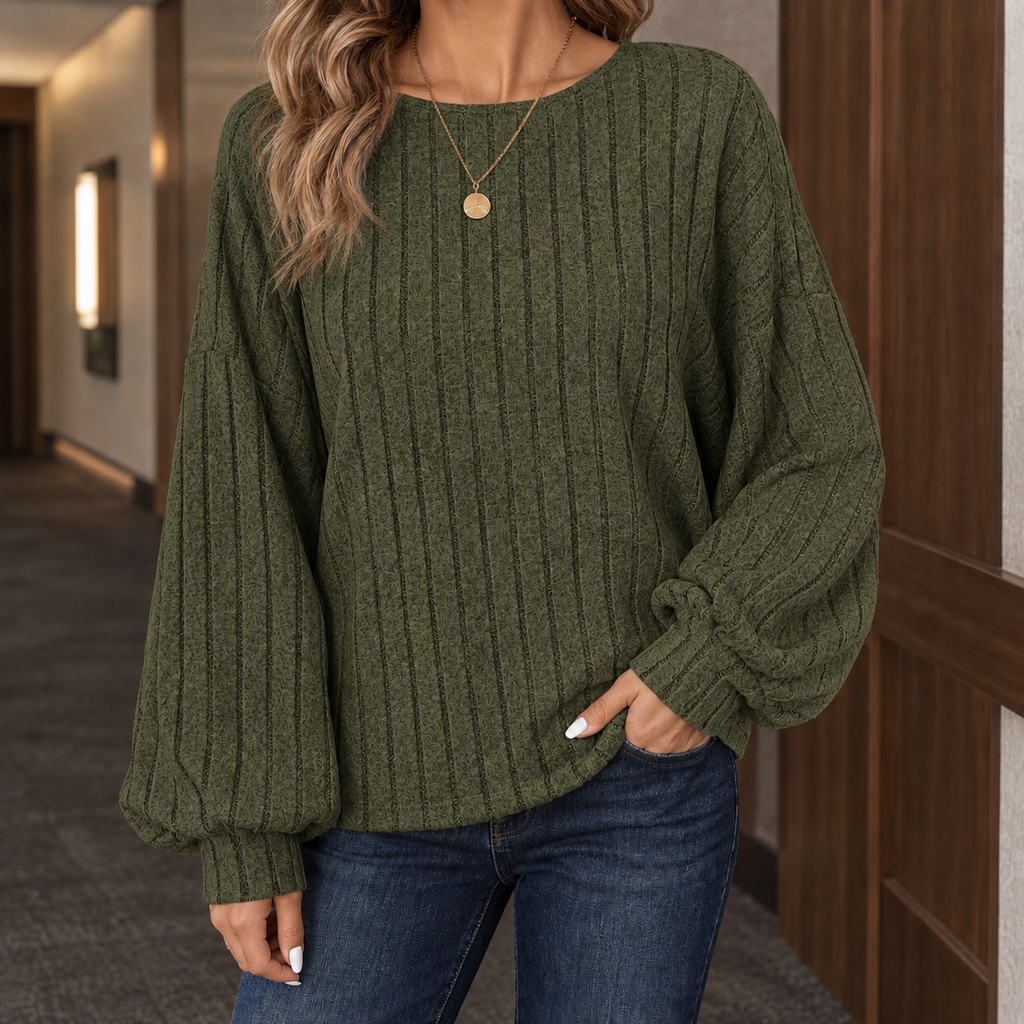 Damen Pullover mit lässigem Schnitt und voluminösen Ärmeln - 3 - Annoboutique
