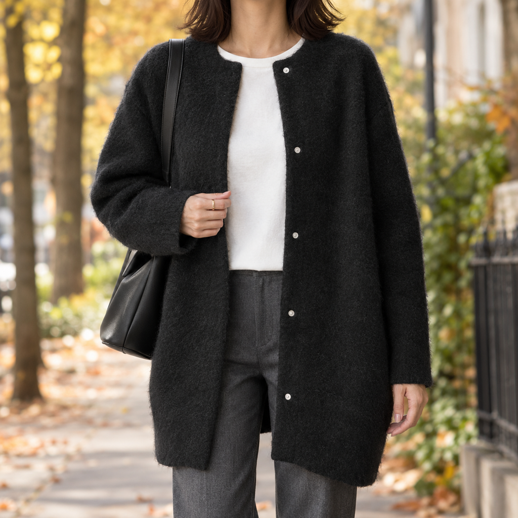 Damen Cardigan mit lässigem Schnitt und Knopfverschluss - 1 - Annoboutique
