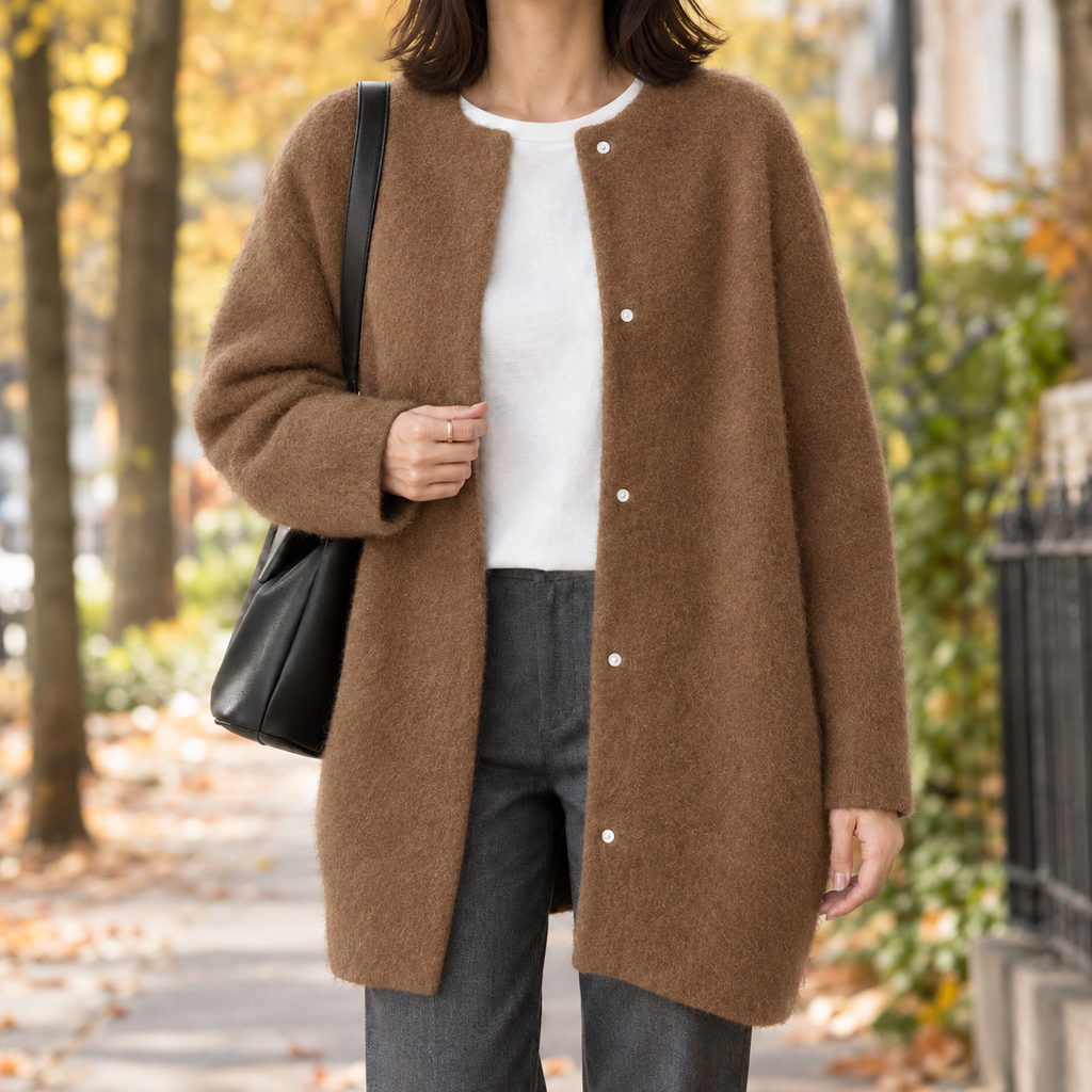 Damen Cardigan mit lässigem Schnitt und Knopfverschluss - 4 - Annoboutique